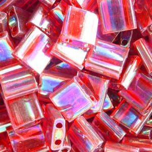 Miyuki Tila Perlen 5mm transparent irisierend Red TL0254 7,2gr